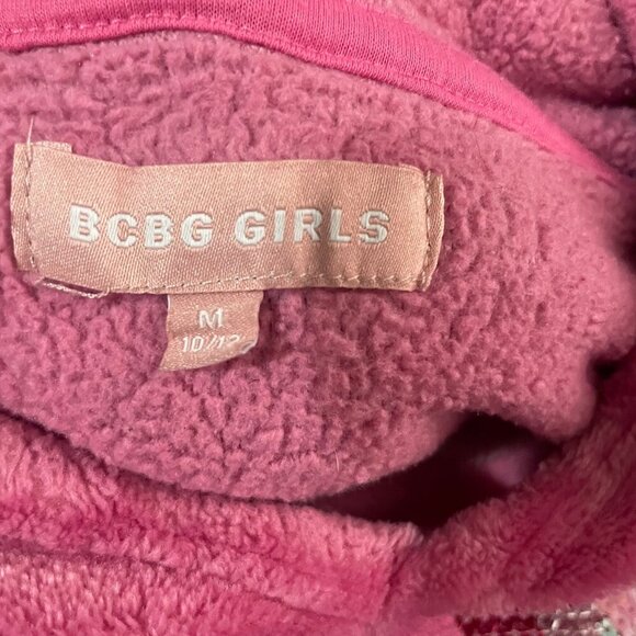 BCBG Girl Pink Fur Fleece Rainbow Sequin Hooded Sweatshirt Medium 10/12 Cozy - Picture 7 of 9